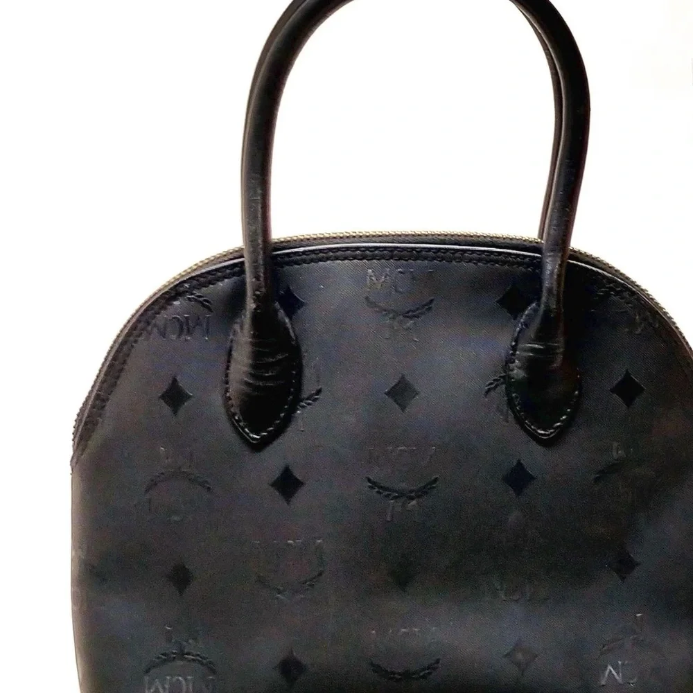 MCM Black Satchel with Gold Accents lock and key included authentic